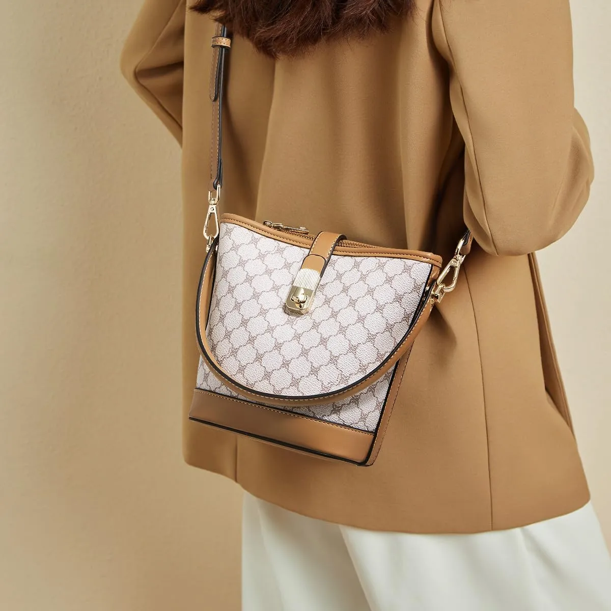 FOXLOVER Small Bucket Bag For Women Fashion Simplicity Crossbody Handbag Designer Shoulder Purse