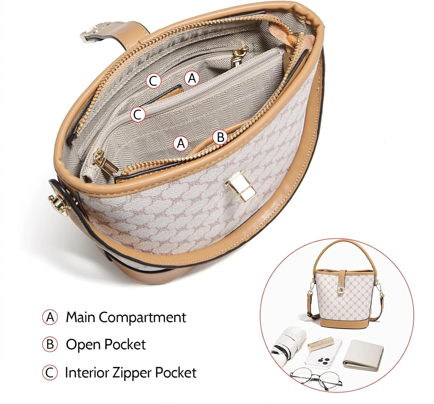 FOXLOVER Small Bucket Bag For Women Fashion Simplicity Crossbody Handbag Designer Shoulder Purse
