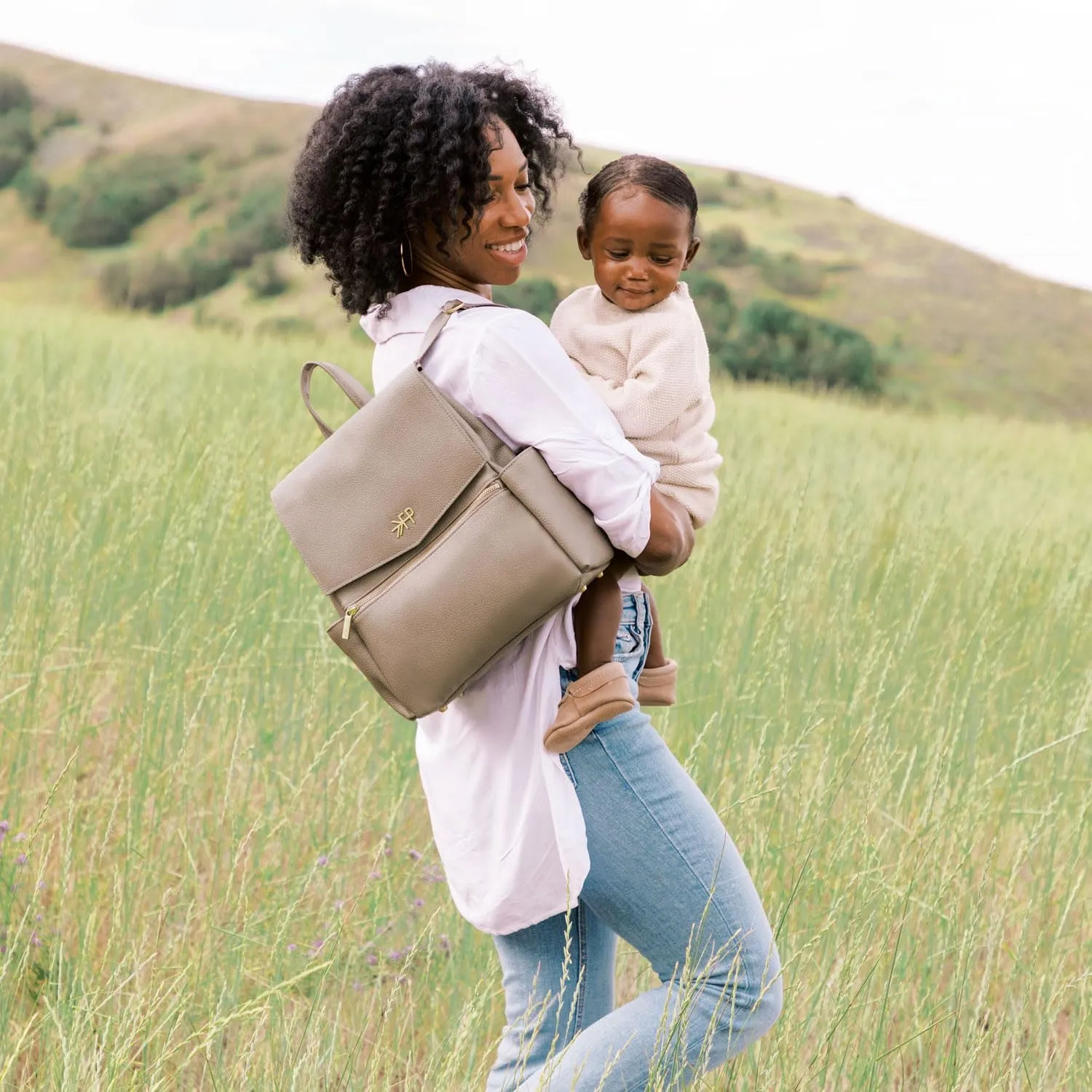 Freshly Picked Mini Classic Diaper Bag Backpack, Vegan Leather Baby Diaper Bag, Backpack Diaper Bag for Women (Aspen)