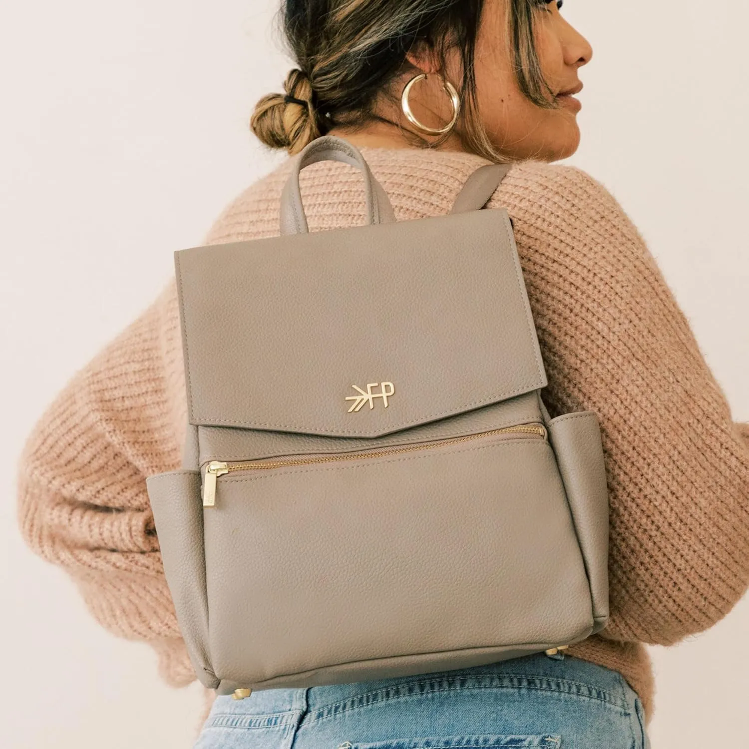 Freshly Picked Mini Classic Diaper Bag Backpack, Vegan Leather Baby Diaper Bag, Backpack Diaper Bag for Women (Aspen)