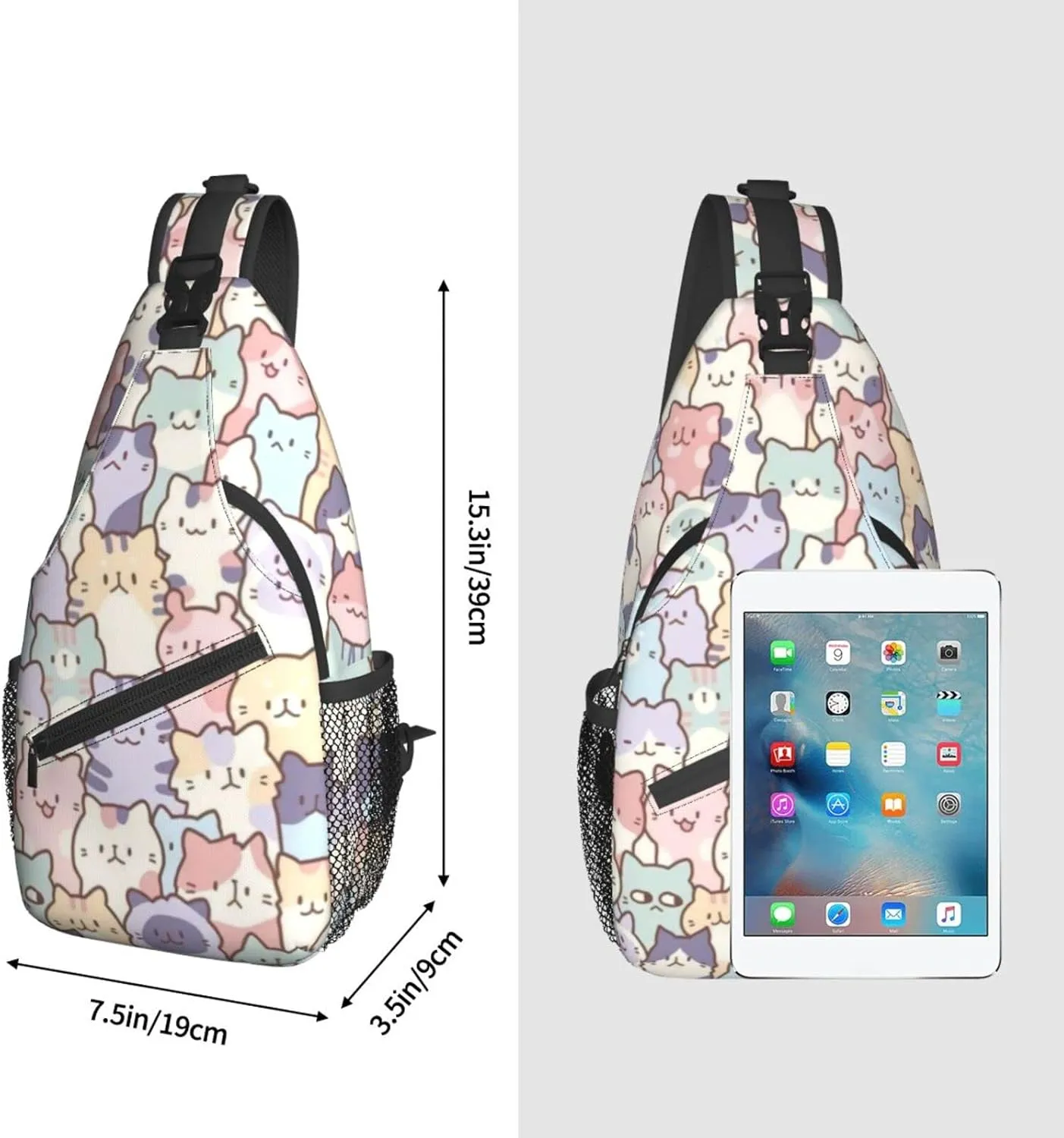 Funny Cute Cat Sling Backpack Cat Chest Bags Crossbody Animal Shoulder Bag for Men And Men