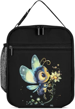 Funny Firefly Bugs Insects Lunch Box Insulated Lunch Bag Lunch Tote Cooler Bag Handbag for Office Travel Picnic