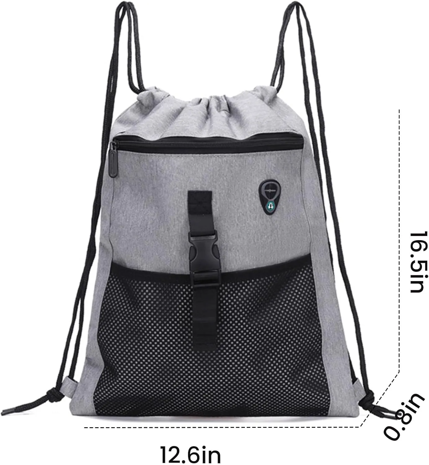 FUNSEED Drawstring Backpack Bag for Men and Women, Drawstring Gym Bag with Mesh Bag for Sports Swimmers (Grey)