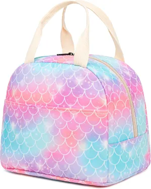 Fuyicat Mermaid Lunch Bag for Women Girls, Insulated Aluminum Foil Interior, 9.4x7x8.3 Inch, Perfect for Work, School, Picnics, Travel