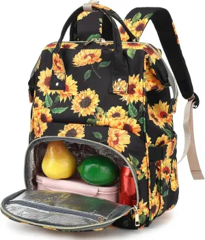 Fuyicat Sunflower Insulated Lunch Laptop Backpack Backpack for Women, Girls School Backpack College Bookbags Picnic Cooler Backpack