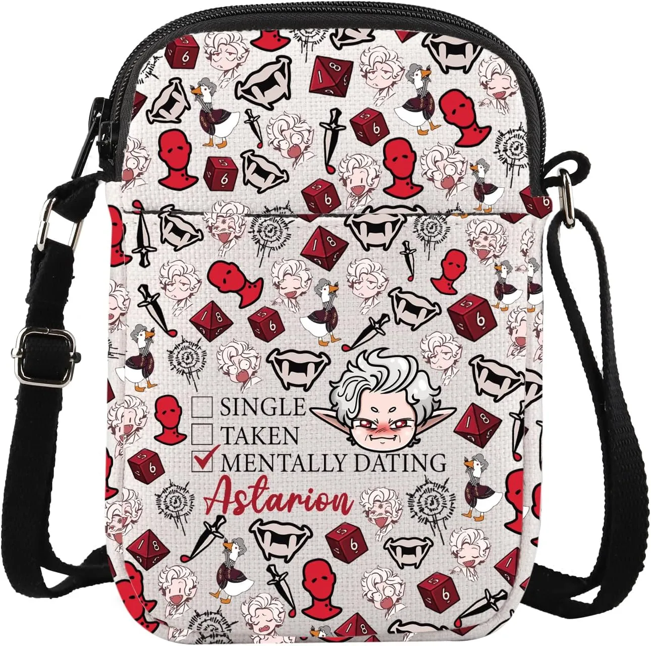 G2TUP BG3 Astarion Crossbody Bag BG3 Astarion Fans Gift Mentally Dating Astarion Shoulder Bag Astarion Messenger Bag