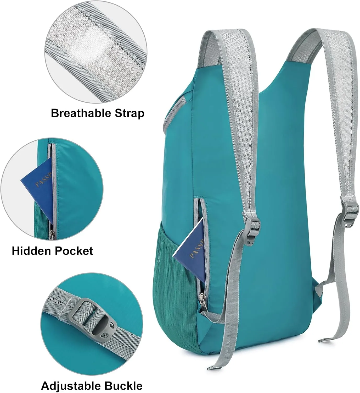 G4Free 11L Hiking Backpack Small Ultra light Packable Backpack Travel Bag for Women Men Casual Outdoor Camping Daypack (Teal Blue)