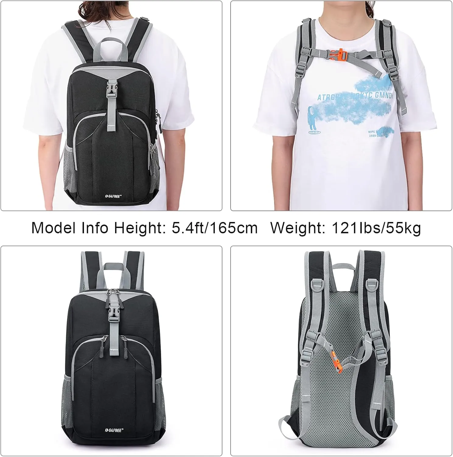 G4Free Mini 10L Hiking Daypack Small Hiking Backpack Cycling Compact Shoulder Backpack Outdoor for Men Women(Black)