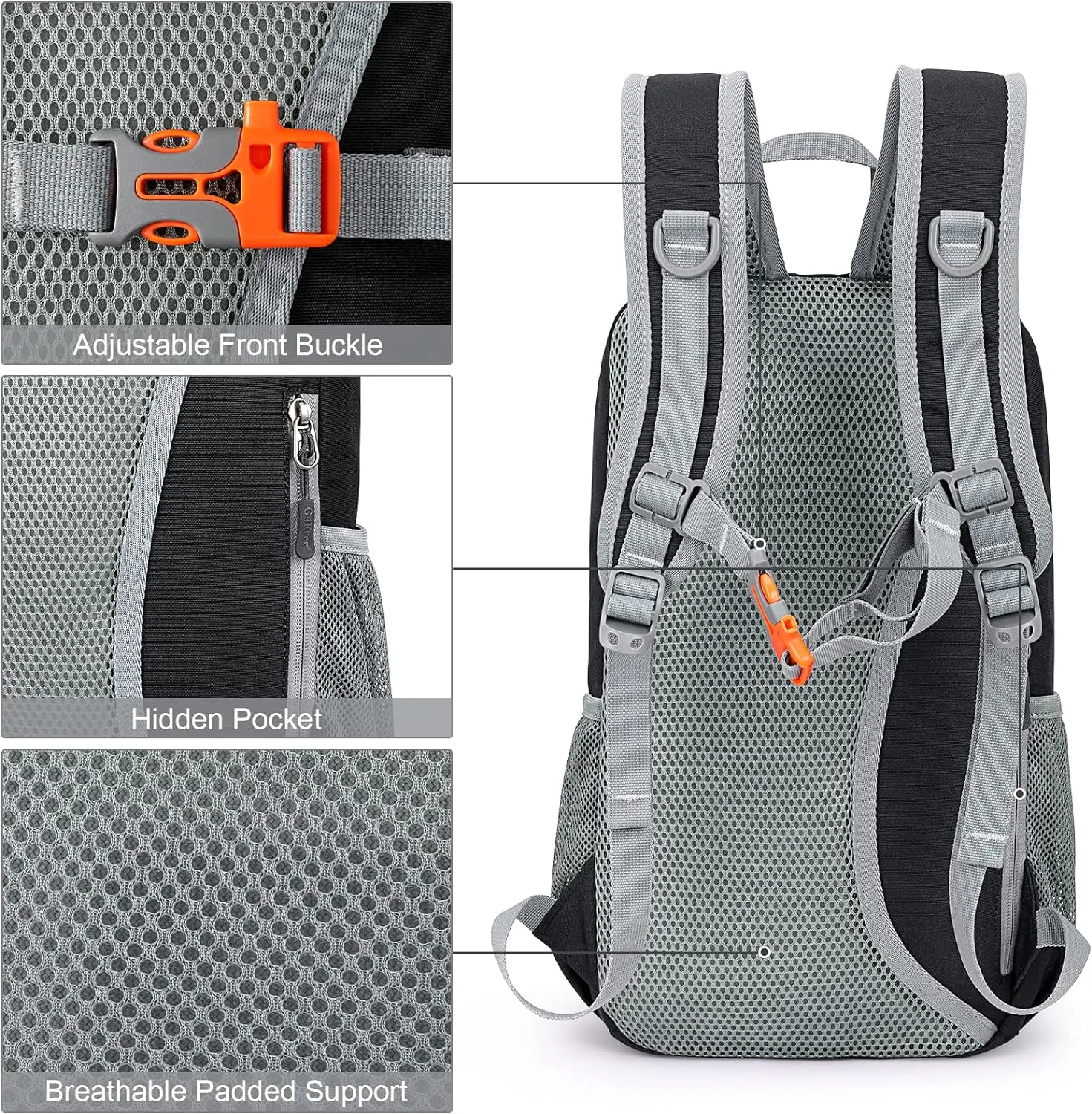 G4Free Mini 10L Hiking Daypack Small Hiking Backpack Cycling Compact Shoulder Backpack Outdoor for Men Women(Black)
