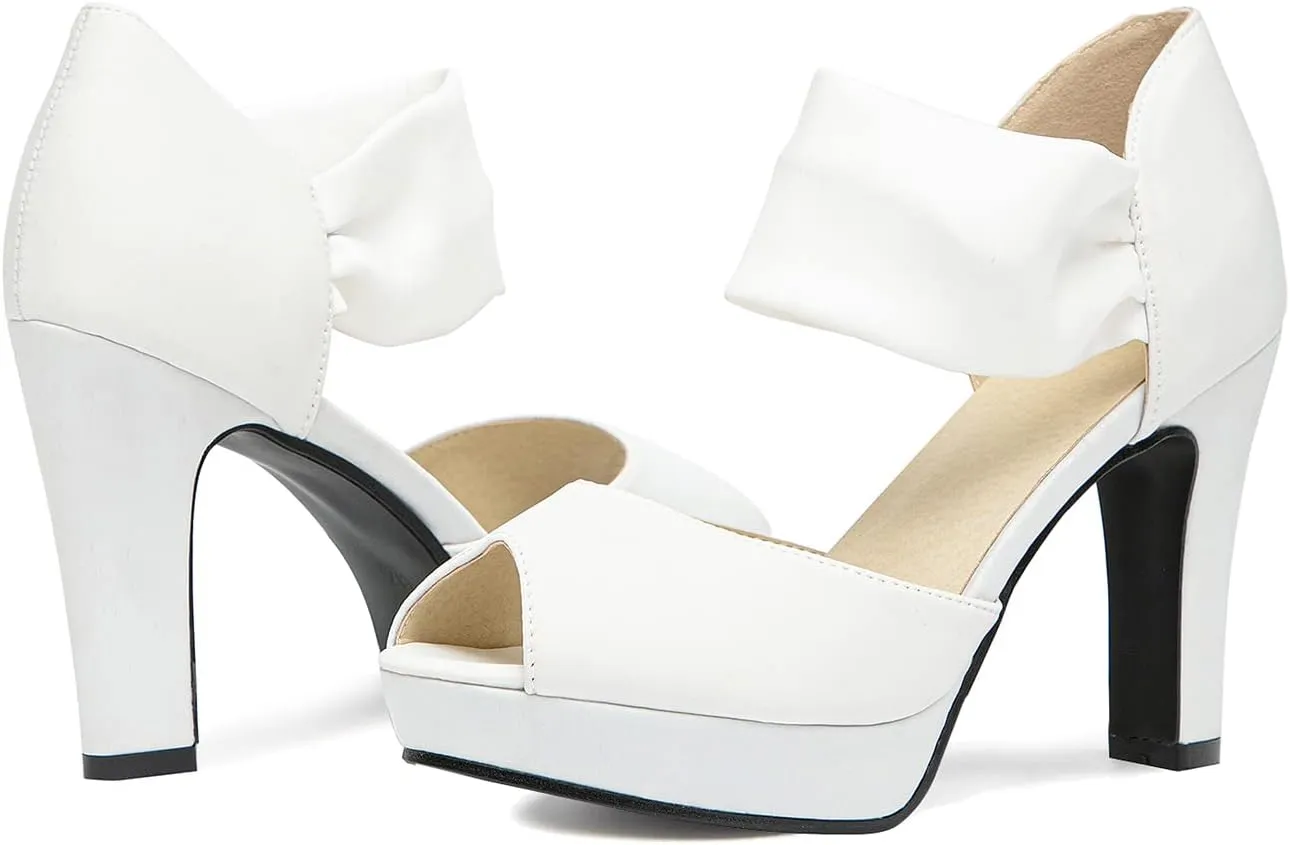 GATUXUS Women's Chunky High Heels Sandals Open Toe Platform Ankle Strappy Sandals Dress Shoes