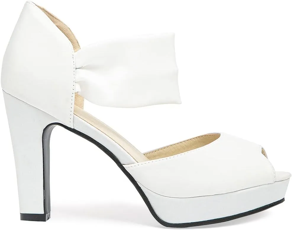 GATUXUS Women's Chunky High Heels Sandals Open Toe Platform Ankle Strappy Sandals Dress Shoes