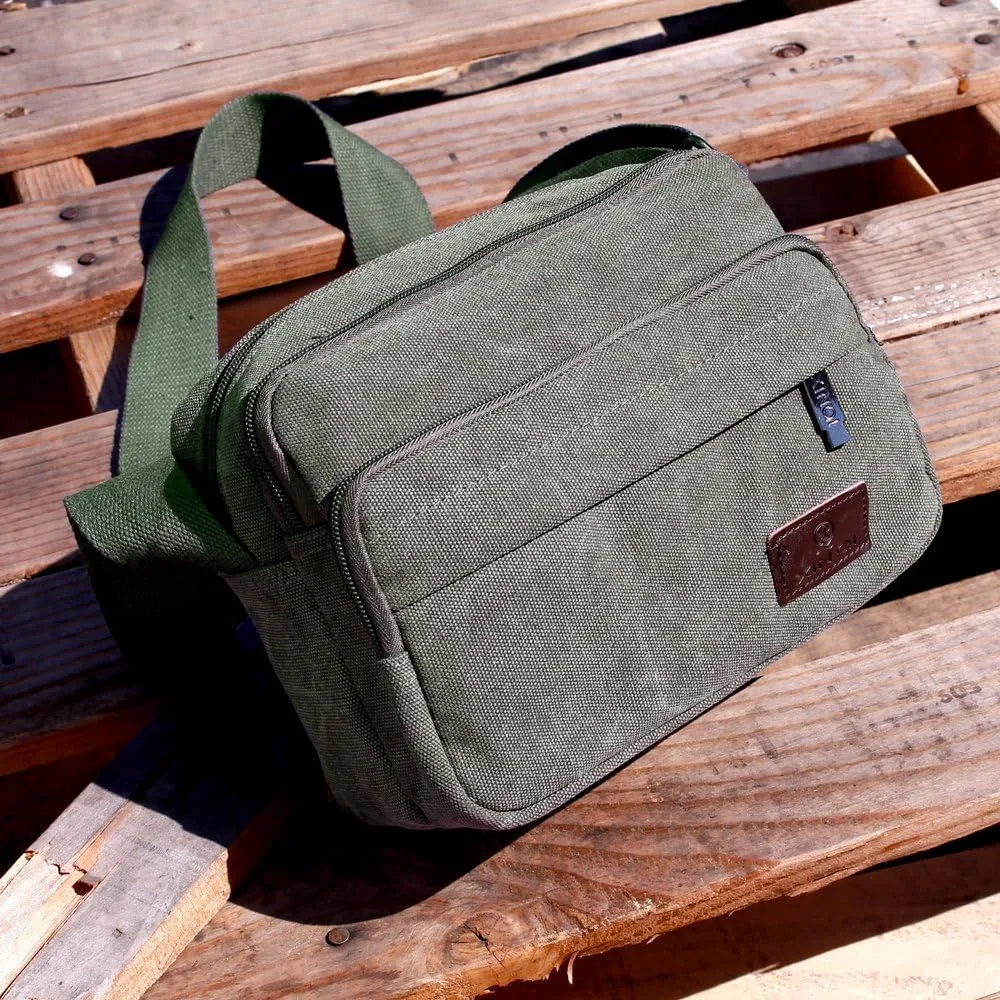 GEARONIC TM Men Vintage Crossbody Canvas Messenger Shoulder Bag Hiking Military Travel Satchel