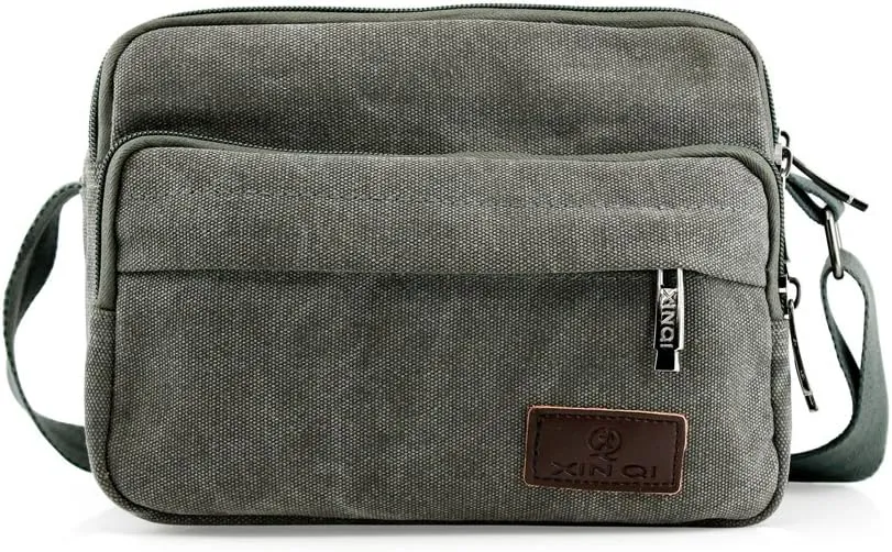 GEARONIC TM Men Vintage Crossbody Canvas Messenger Shoulder Bag Hiking Military Travel Satchel