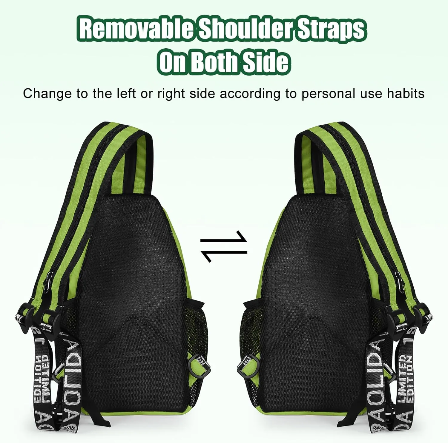 Geestock Crossbody Sling Bag Backpack for Men & Women, Convertible Shoulder Bag Waterproof Chest Bag For Daypack Travel Hiking (Green)