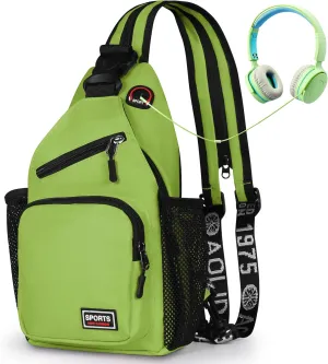 Geestock Crossbody Sling Bag Backpack for Men & Women, Convertible Shoulder Bag Waterproof Chest Bag For Daypack Travel Hiking (Green)