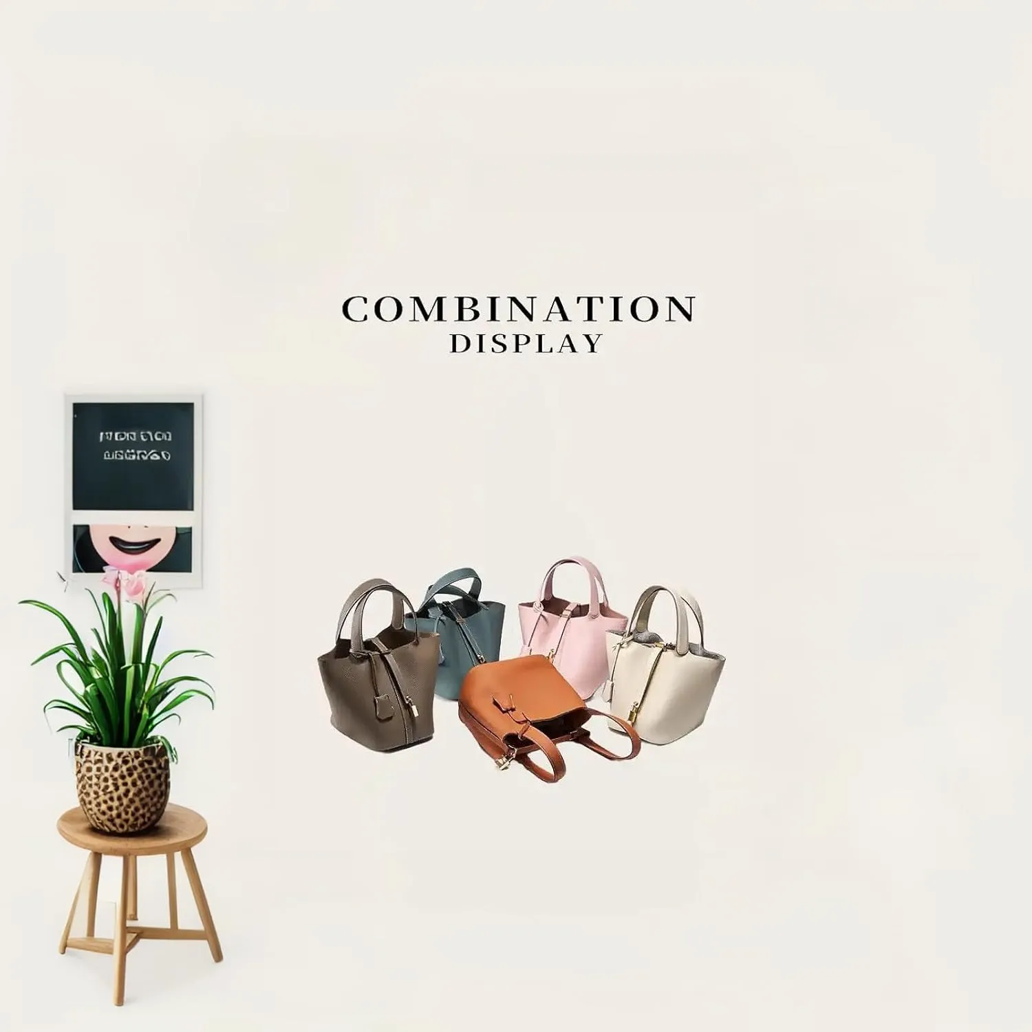 Genuine Leather Bucket Bag with Lock Closure, Vegetable Basket, Stylish and Versatile Shoulder bag, Spacious Tote Bag