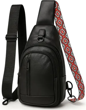 Genuine Leather Sling Bag for Men - Black Sling Purse, Leather Crossbody Bags for Men, Cross body bags for Women