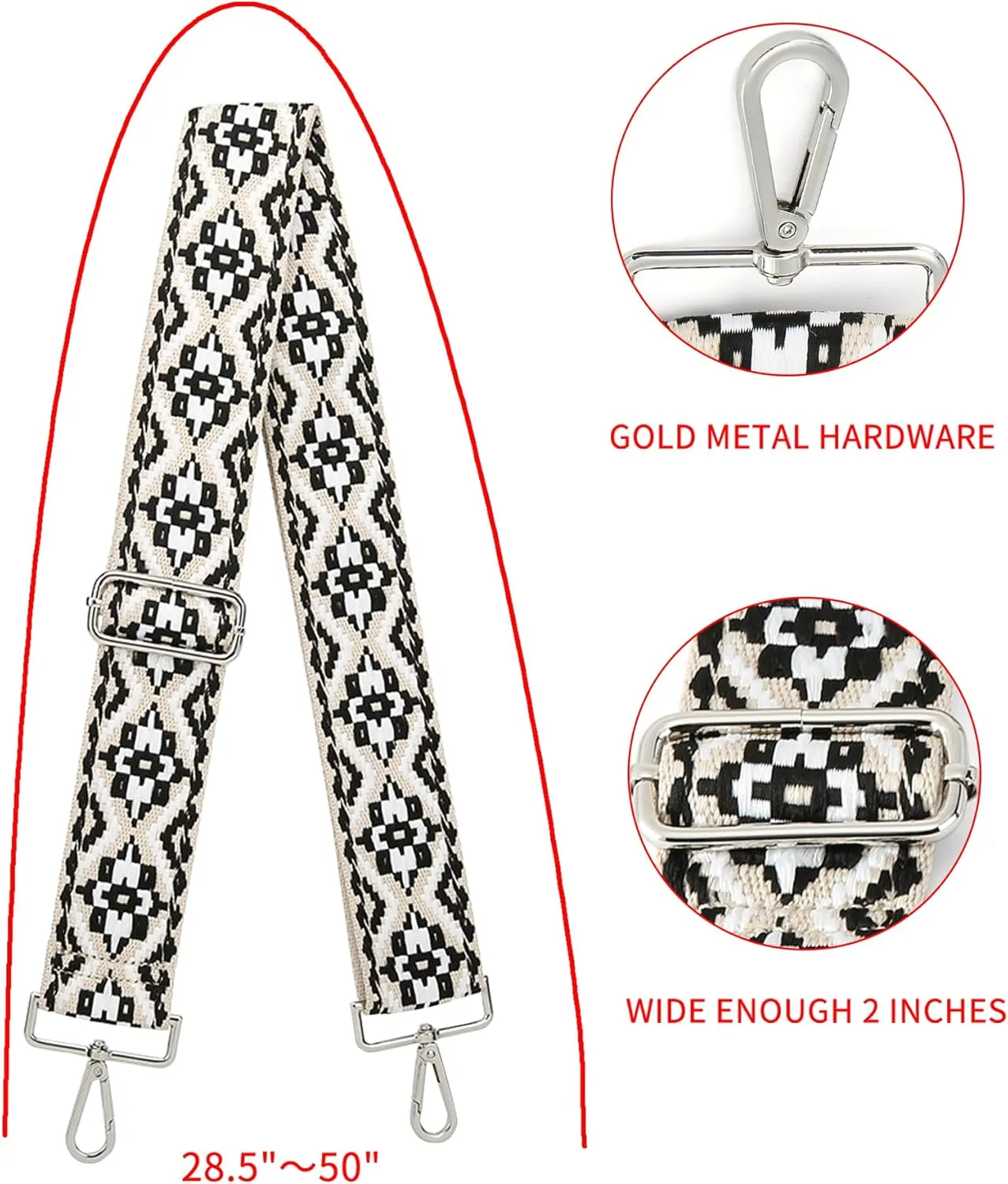 GINJKGO Purse Straps Replacement Crossbody - Adjustable Bag Strap for Purses, Wide Shoulder Strap for Women Guitar Purses