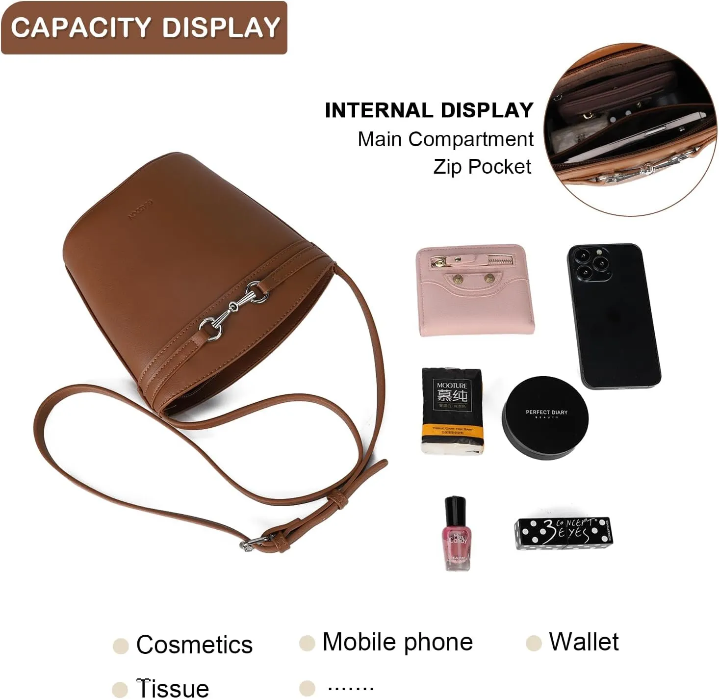 Gladdon Small Crossbody Purses for Women Mini Bucket Shoulder Bags PU Leather Clutch Bag