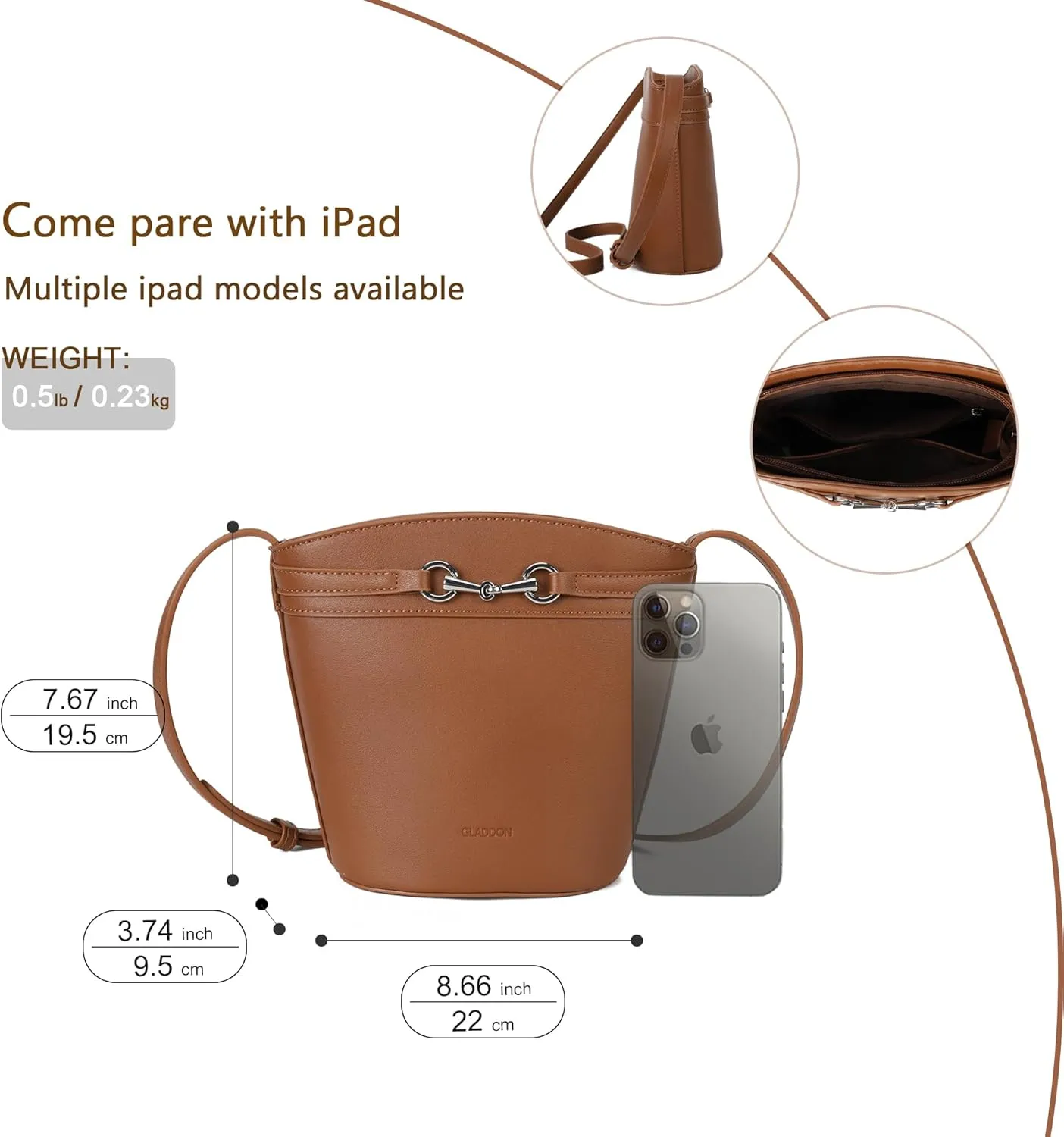 Gladdon Small Crossbody Purses for Women Mini Bucket Shoulder Bags PU Leather Clutch Bag