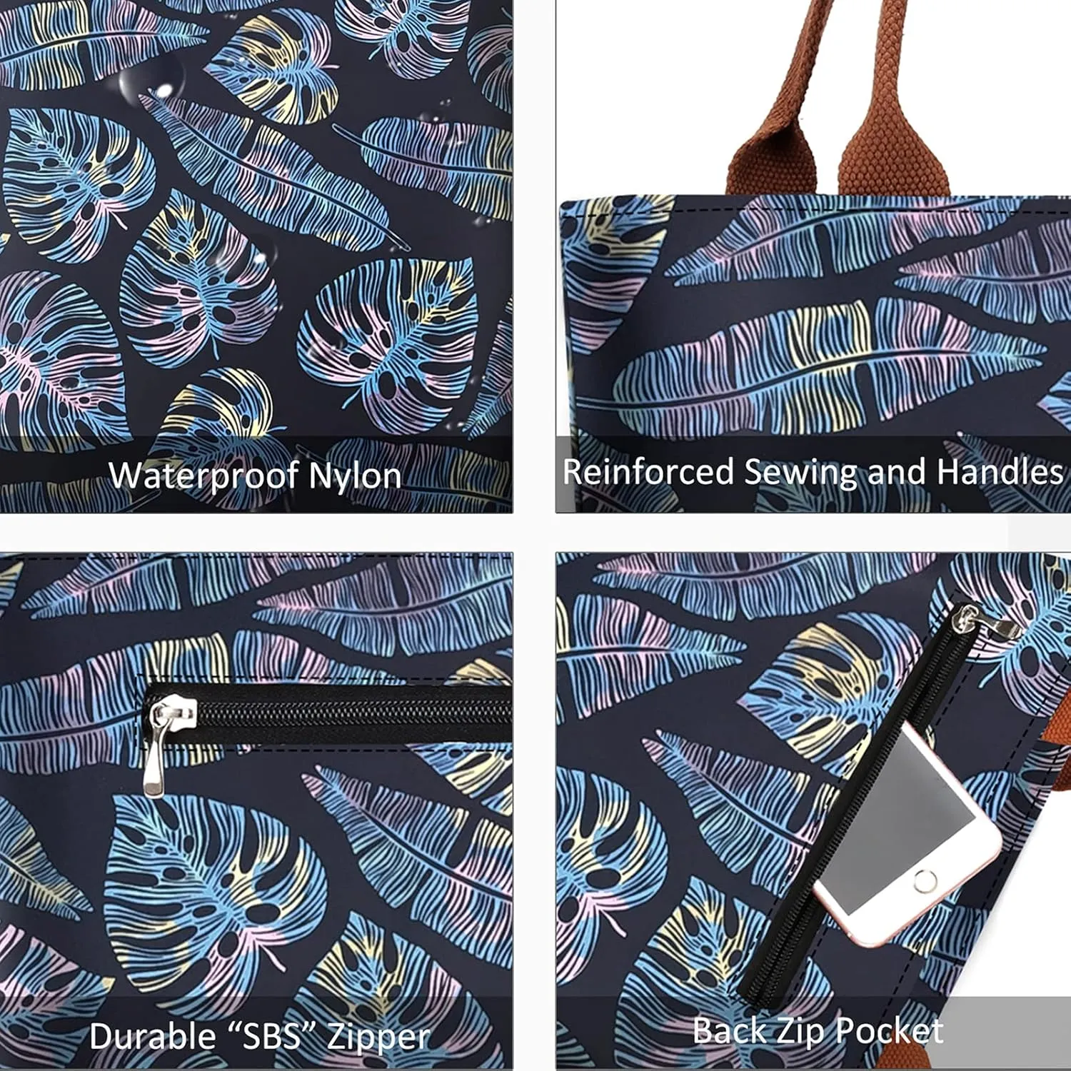 Gloppie Lunch Box for Women Adult Lunch Bag Women Insulated Lunch Tote for Work Loncheras para mujer 9L Yellow Blue Leaves