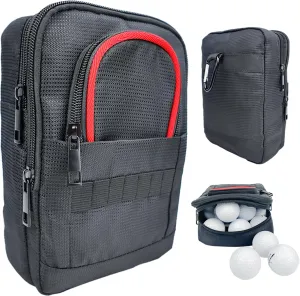 Golf Accessories Bag - Golf Valuable Item Bag, Portable Multi Layer Golf Storage Bag, Golf Ball Pouch- Equipment Storage Bag | Male and Female Golf Player Gifts (Red Edging)