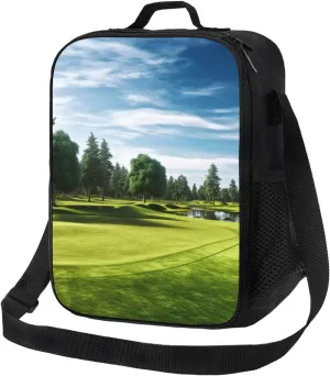 Golf Course Lawn Lunch Bag for Women Men Reusable Lunch Box for Office Picnic Insulated Lunch Container Leakproof Lunch Tote Bags Portable Lunch Cooler Bag Travel Lunchbox