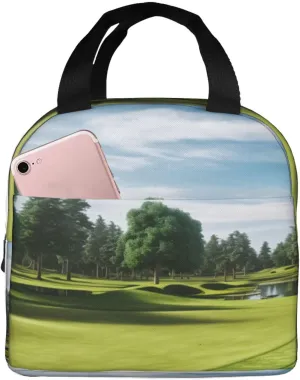 Golf Course Lawn Lunch Bag for Women Men Reusable Lunch Tote Bags Insulated Lunch Box Leakproof Meal Bag Large Capacity Cooler Food Containers for Work Travel Outdoor