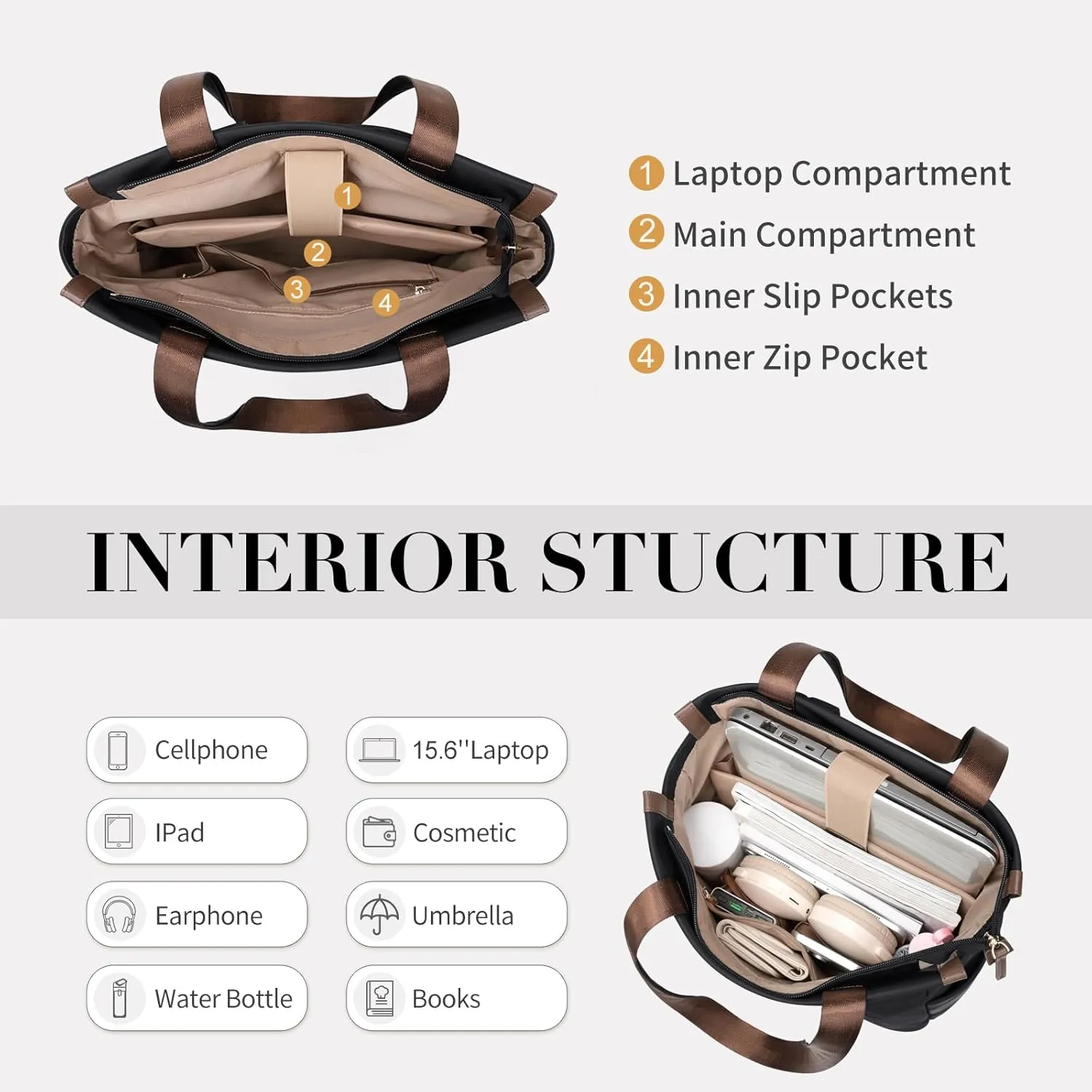 GOLF SUPAGS Convertible Laptop Backpack for Women Casual Daypack Notebook Tote Bag for Work College Travel Leisure (Black)