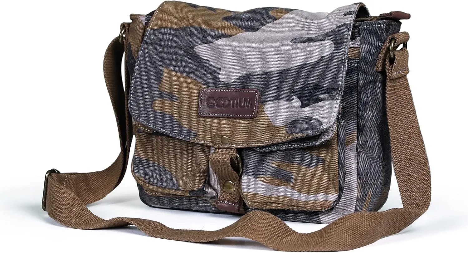 Gootium Canvas Messenger Bag - Vintage Crossbody Shoulder Bag Military Satchel