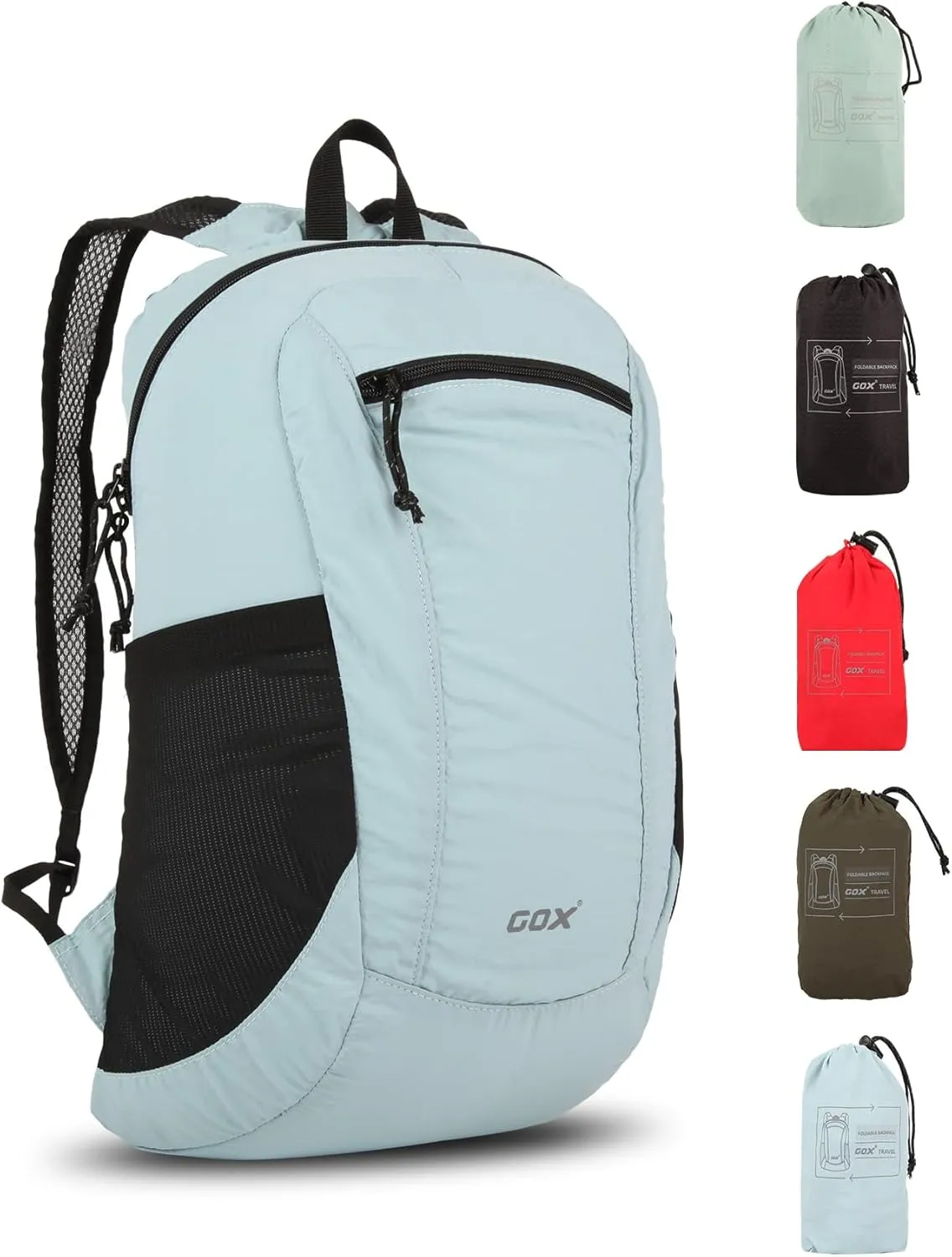 GOX Foldable 20l Backpack For Travel Lightweight Hiking Packable Daypack for Men Travel Camping Outdoor Bag Women (Sky Blue)