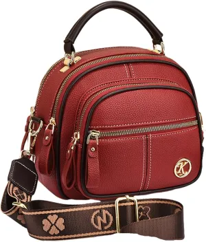 Gpmsign Leather Bag, Multifunctional Compartment Adjustable Wide Shoulder Strap Leather Bag