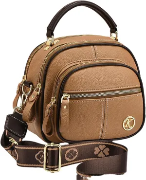Gpmsign Leather Bag, Multifunctional Compartment Adjustable Wide Shoulder Strap Leather Bag