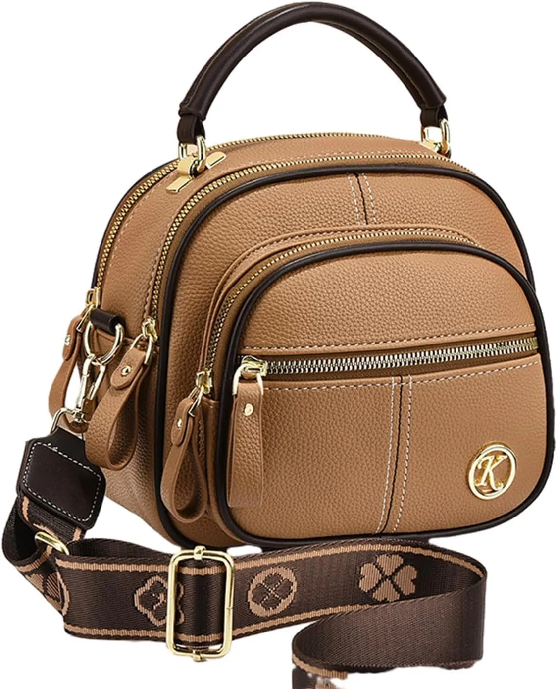 Gpmsign Leather Bag, Multifunctional Compartment Adjustable Wide Shoulder Strap Leather Bag