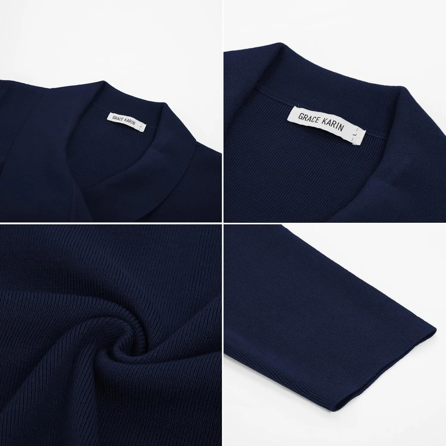 GRACE KARIN Cardigan for Women Lapel Draped Open Front Thin Sweater Long Sleeve Irregular Hem Outwear with Belt