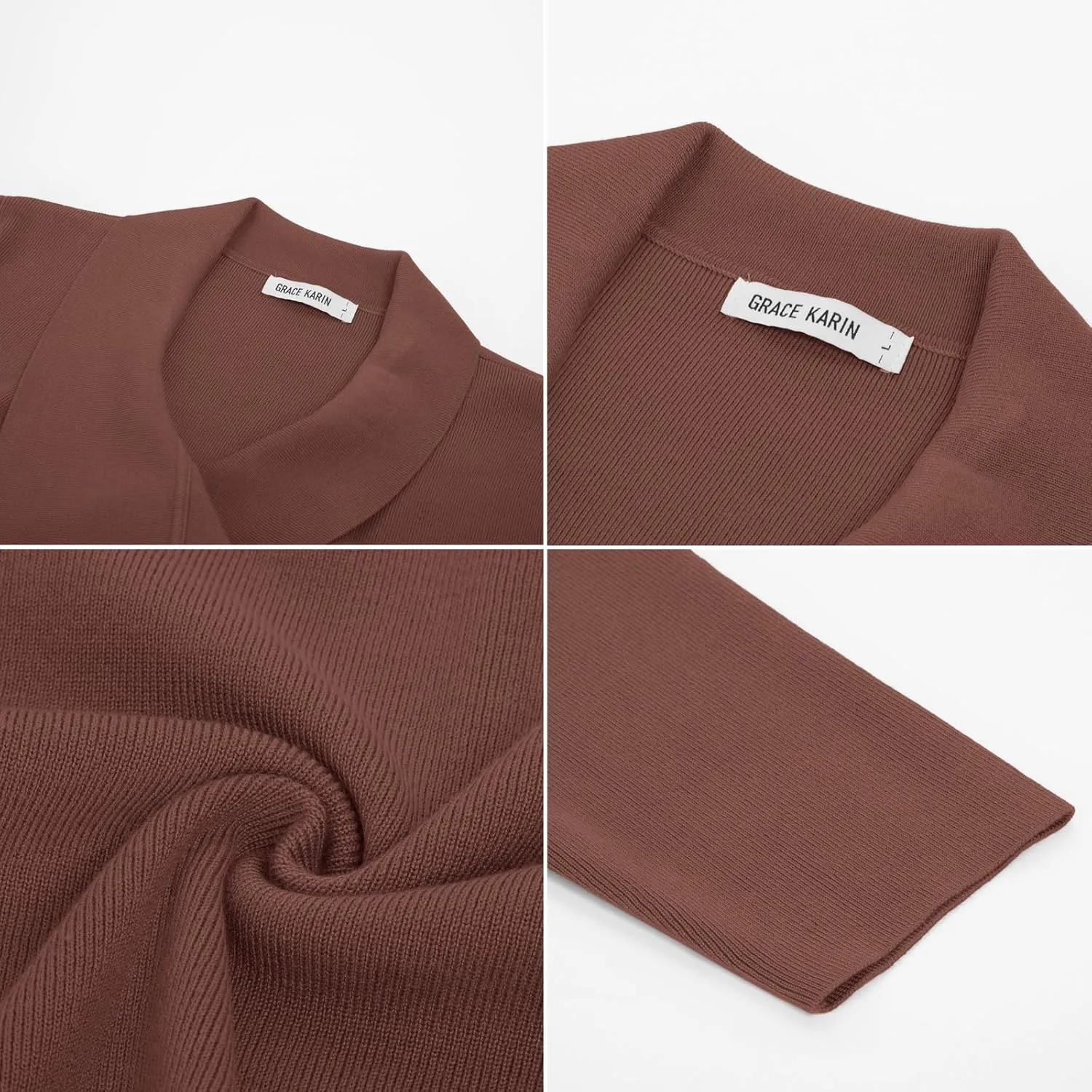 GRACE KARIN Cardigan for Women Lapel Draped Open Front Thin Sweater Long Sleeve Irregular Hem Outwear with Belt