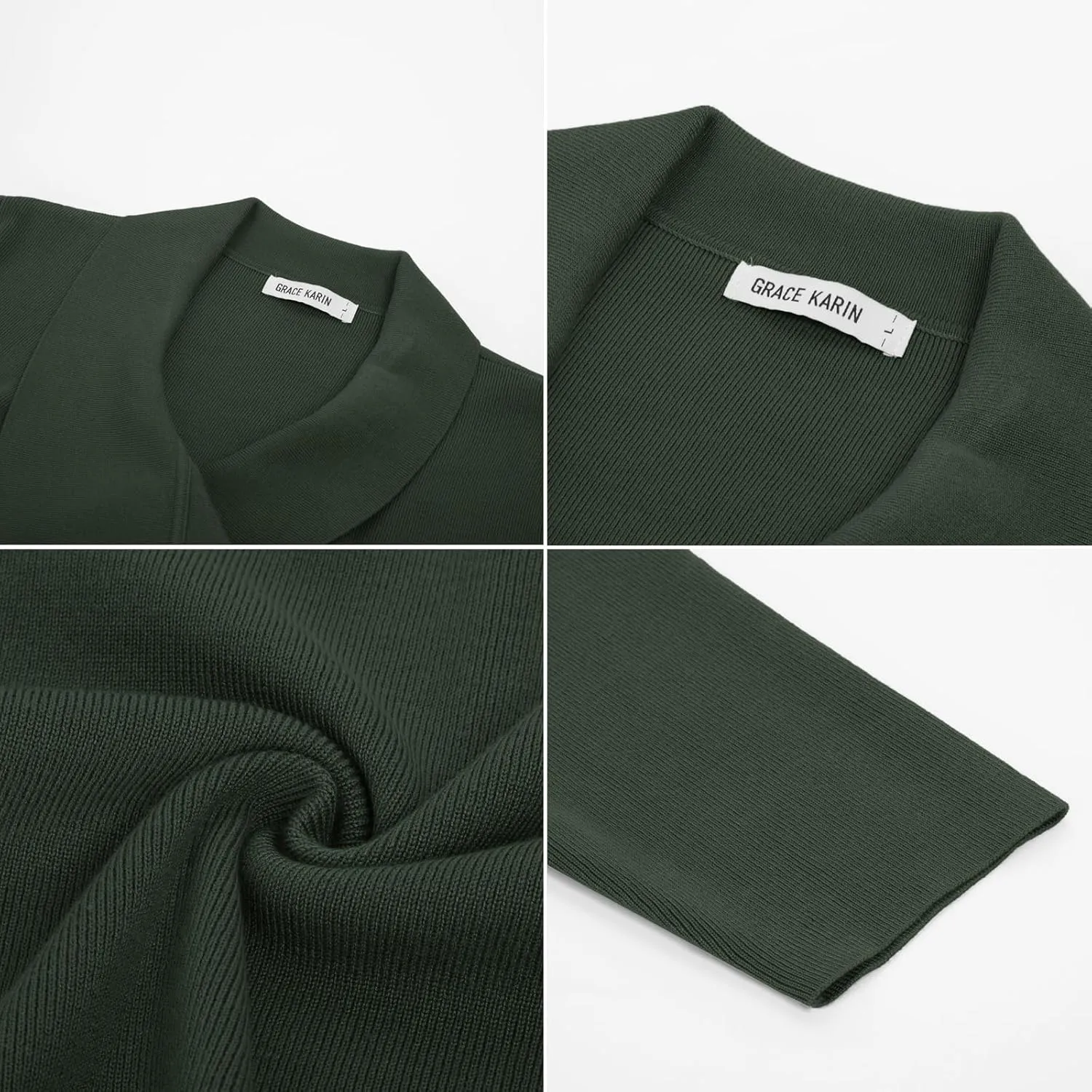 GRACE KARIN Cardigan for Women Lapel Draped Open Front Thin Sweater Long Sleeve Irregular Hem Outwear with Belt