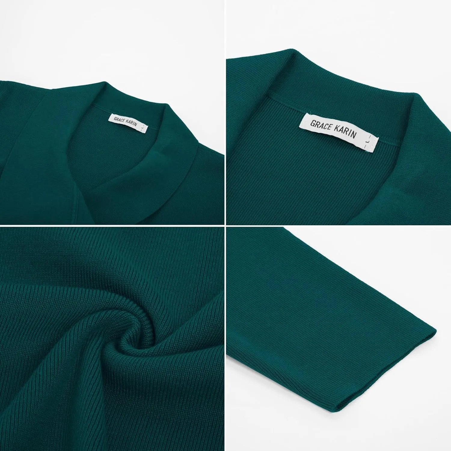 GRACE KARIN Cardigan for Women Lapel Draped Open Front Thin Sweater Long Sleeve Irregular Hem Outwear with Belt