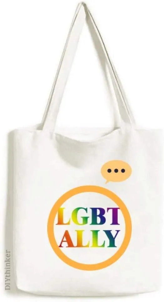Gradient LGBT Ally Rainbow Homo Expression Gift Sack Canvas Tote Shoulder Bag