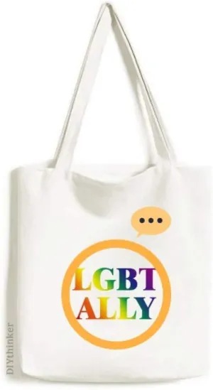 Gradient LGBT Ally Rainbow Homo Expression Gift Sack Canvas Tote Shoulder Bag