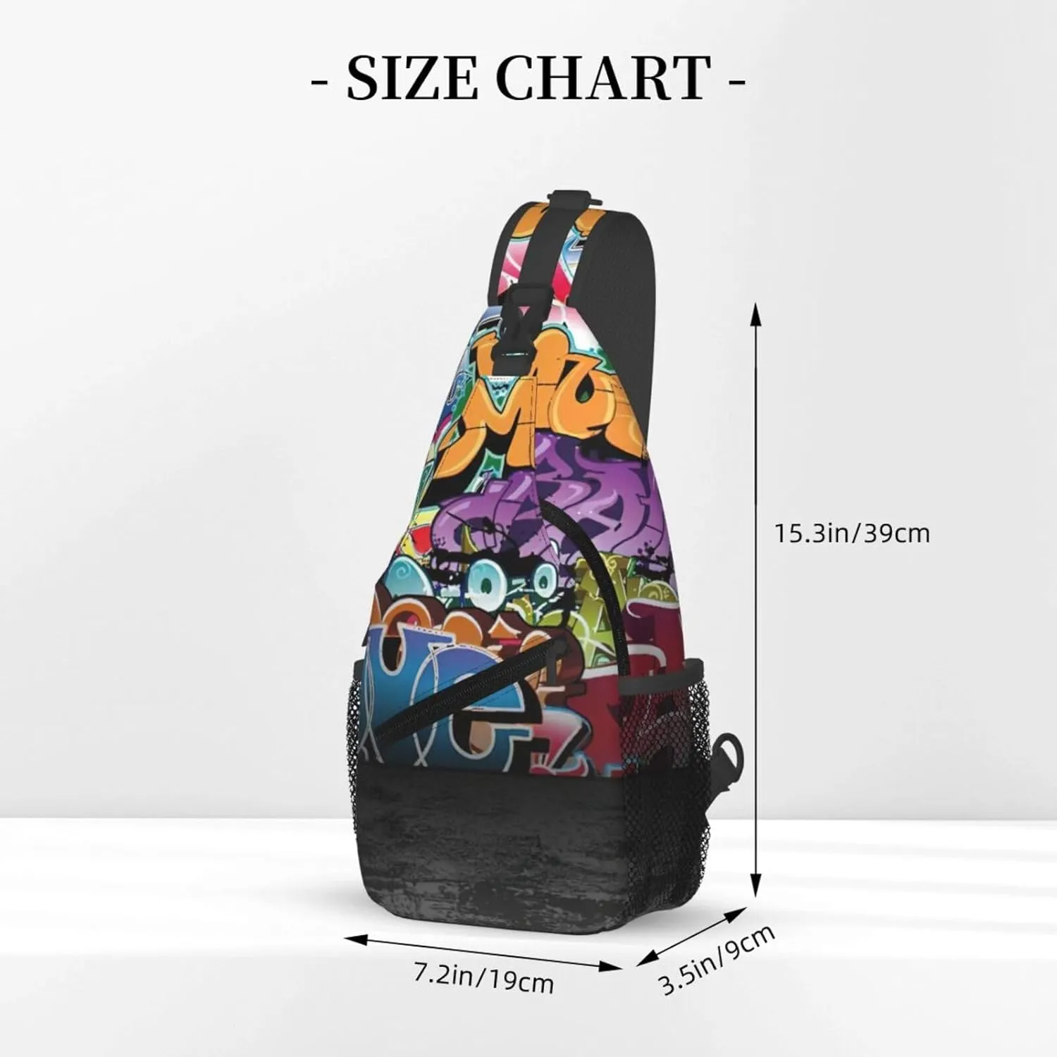 Graffiti Hip Hop Print Lightweight Sling Small Shoulder Bag - Chic Cross Chest Bag With Adjustable Strap