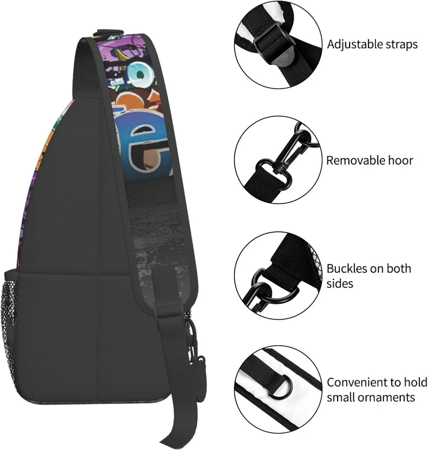Graffiti Hip Hop Print Lightweight Sling Small Shoulder Bag - Chic Cross Chest Bag With Adjustable Strap