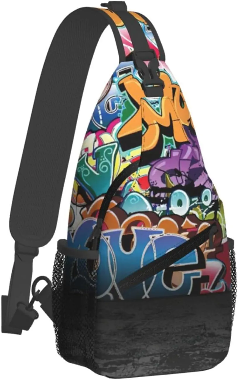 Graffiti Hip Hop Print Lightweight Sling Small Shoulder Bag - Chic Cross Chest Bag With Adjustable Strap