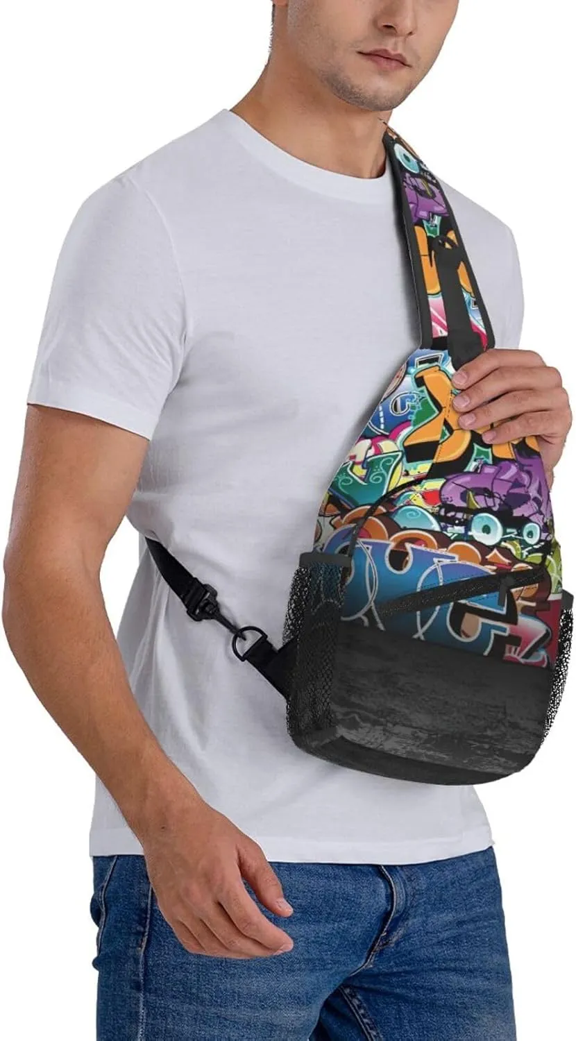 Graffiti Hip Hop Print Lightweight Sling Small Shoulder Bag - Chic Cross Chest Bag With Adjustable Strap