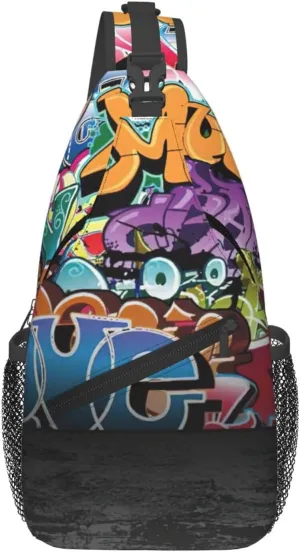 Graffiti Hip Hop Print Lightweight Sling Small Shoulder Bag - Chic Cross Chest Bag With Adjustable Strap