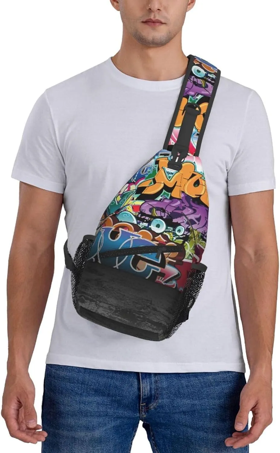 Graffiti Hip Hop Print Lightweight Sling Small Shoulder Bag - Chic Cross Chest Bag With Adjustable Strap