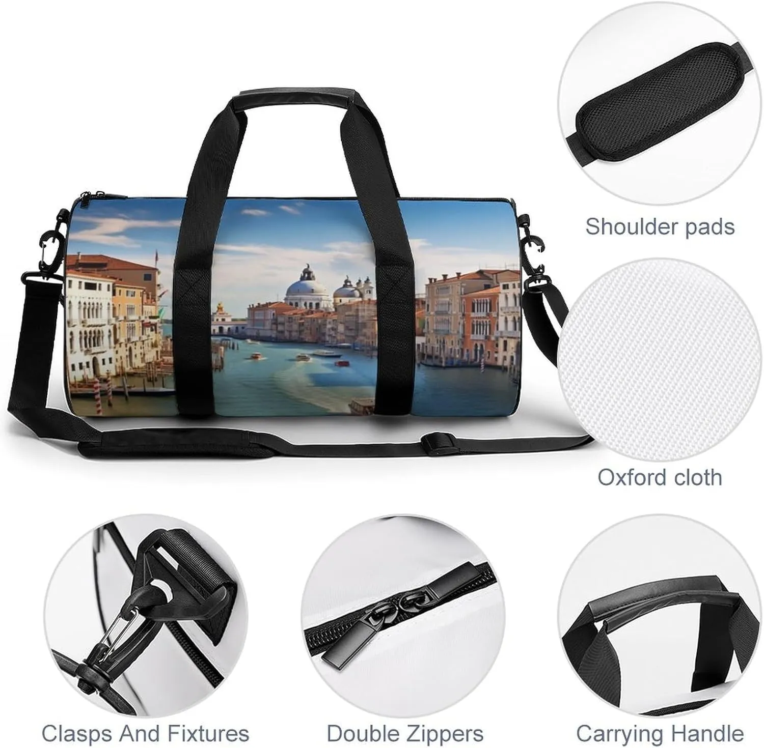 Grand Canal in Italy Gym Bag Small Travel Duffle Bag with Compartment Carry On Weekender Bag for Women Men