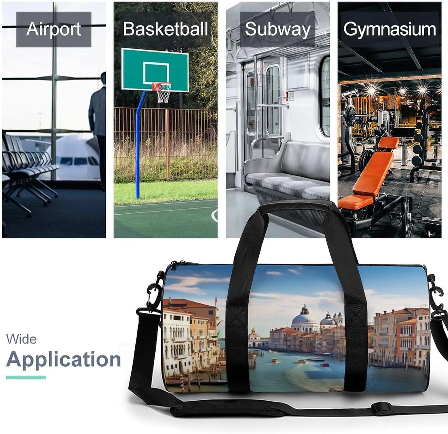 Grand Canal in Italy Gym Bag Small Travel Duffle Bag with Compartment Carry On Weekender Bag for Women Men