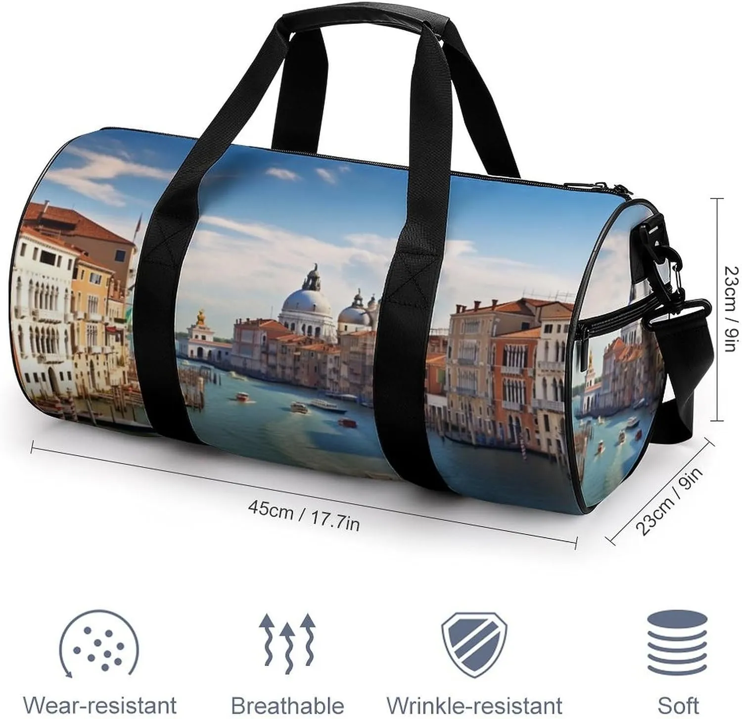Grand Canal in Italy Gym Bag Small Travel Duffle Bag with Compartment Carry On Weekender Bag for Women Men