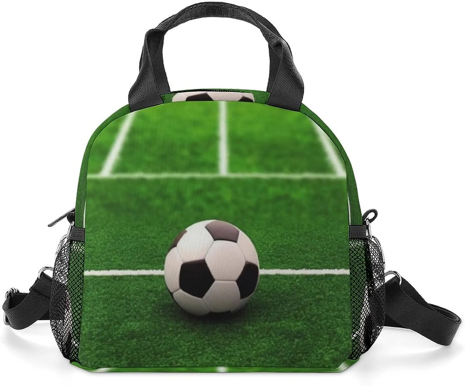 Grass Field Soccer Playground Insulated Lunch Bag Portable Lunch Box Tote Cooler Bags Lunchbox For Travel Picnic Work